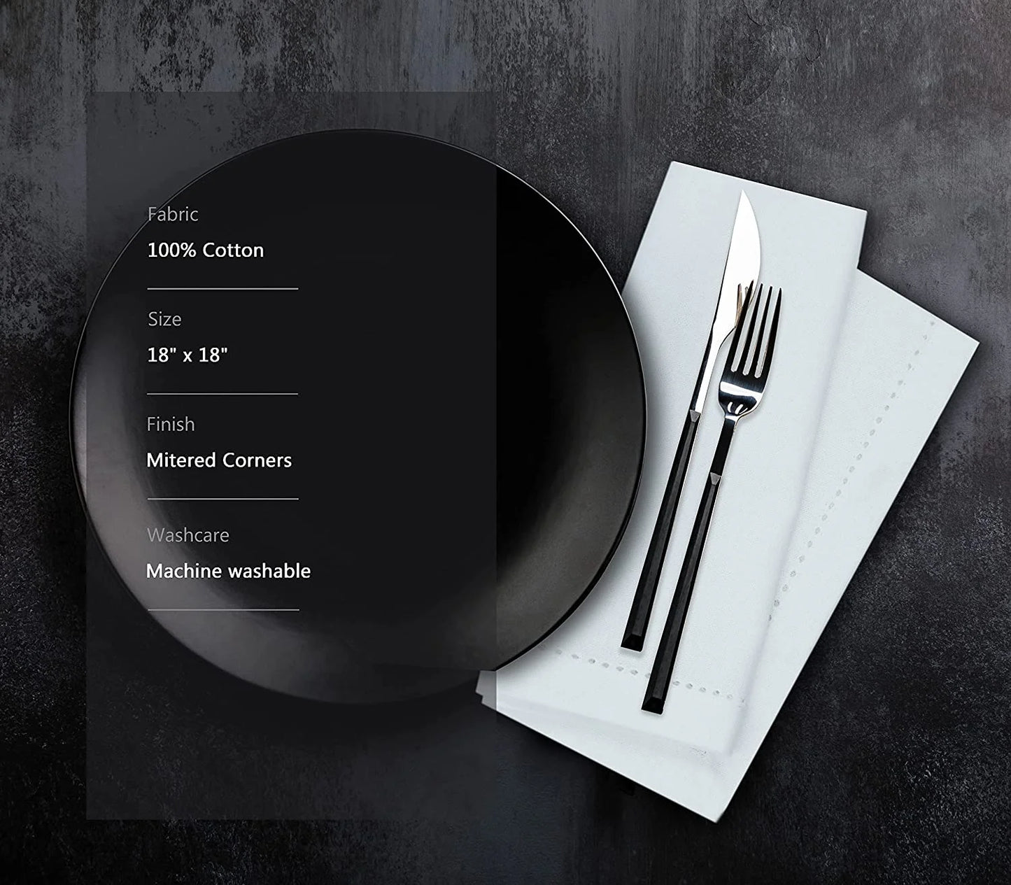 12 Hemstitch Cotton Dinner Napkins - Soft, Durable, Washable | 18X18 - White