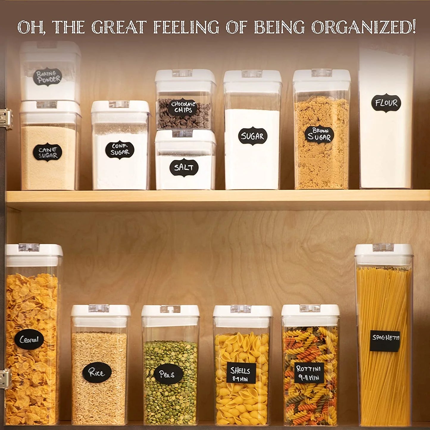 Airtight Food Storage Containers White, 7Pcs Plastic Cereal Containers with Easy Lock Lids for Kitchen Pantry, Organization and Storage, BPA Free -