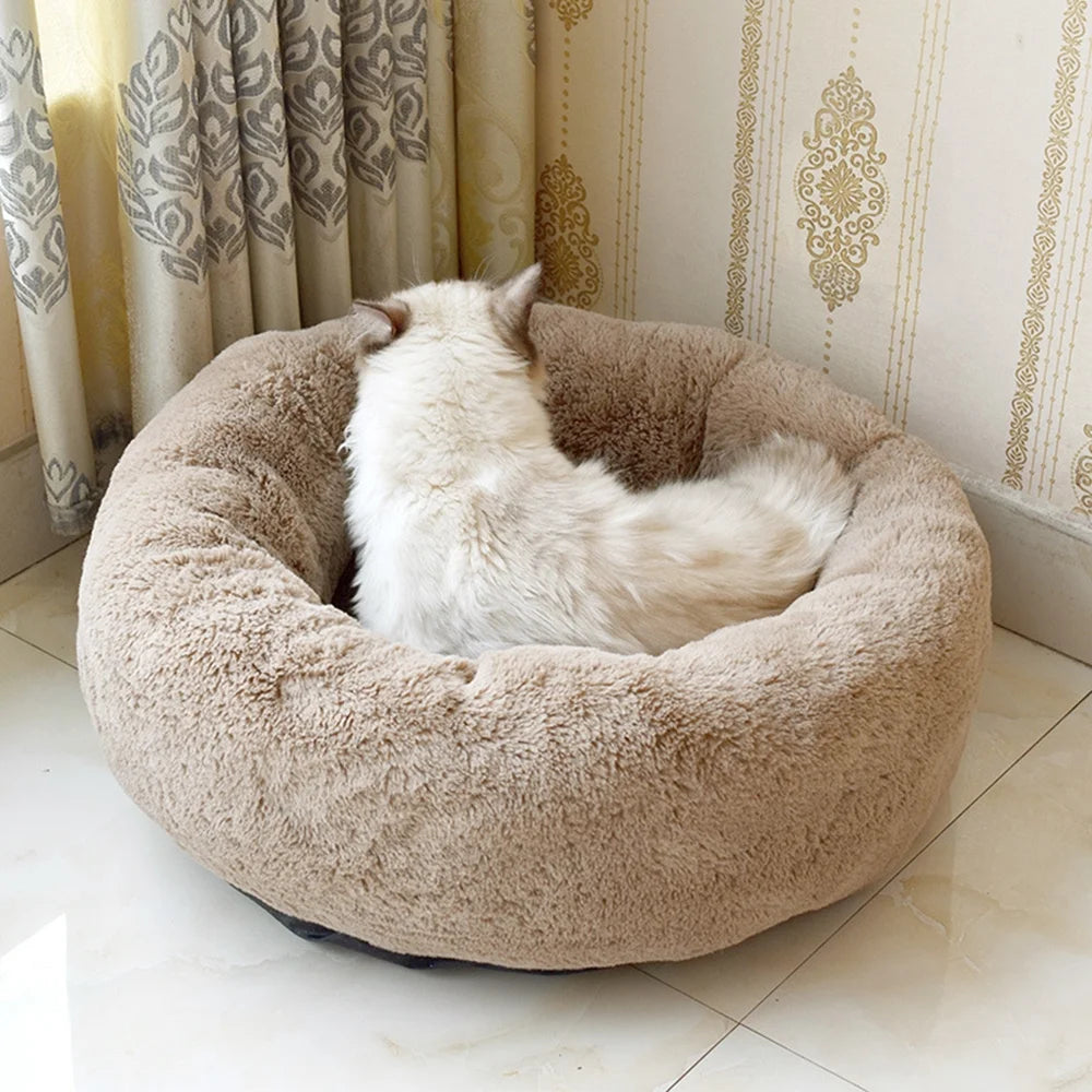 Donut Plush Pet Bed for Dogs & Cats Soft Warm Calming Bed round Cuddler