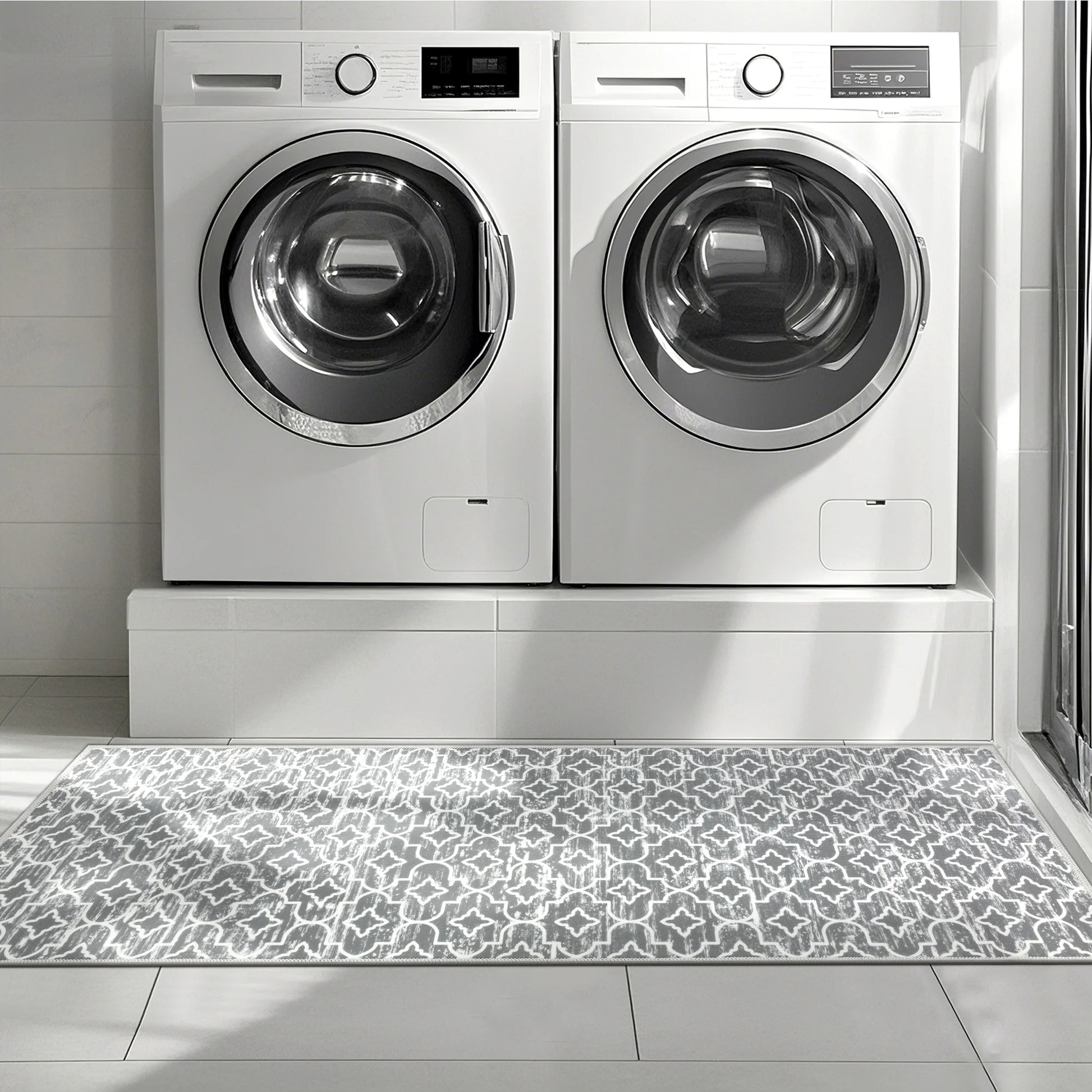 Gray Kitchen Rug Set 3 Piece, Non Slip Machine Washable Mats for Home Floor and Living Room