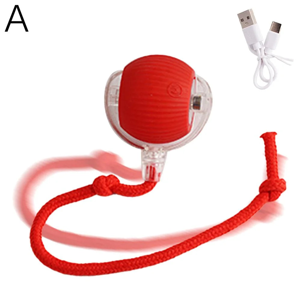 Interactive Cat Toy Ball - Motion Activated Electric Rolling Toy with LED Rainbow Lights, Automatic On/Off, Long Tail, USB Rechargeable, and 3 Working Modes