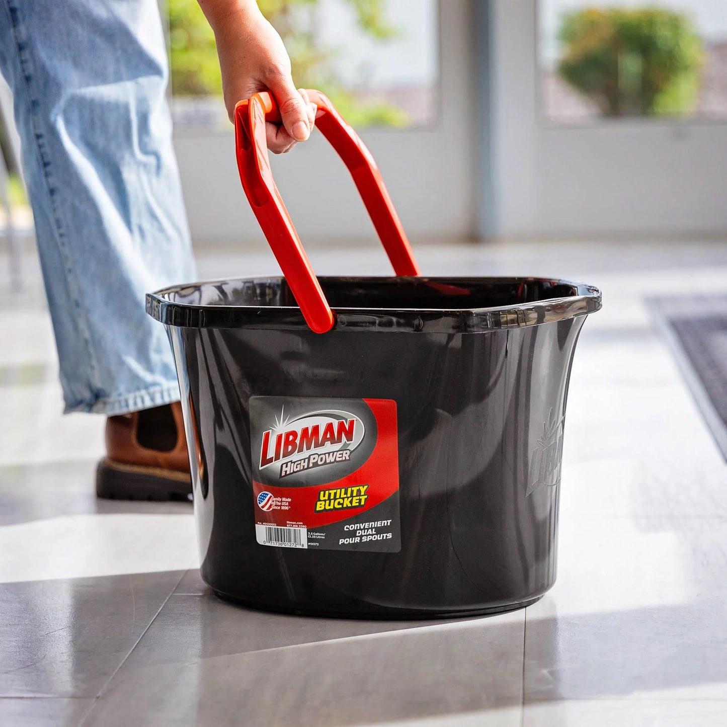 Heavy Duty 3.5 Gallon Utility Bucket Oval Polypropylene Black