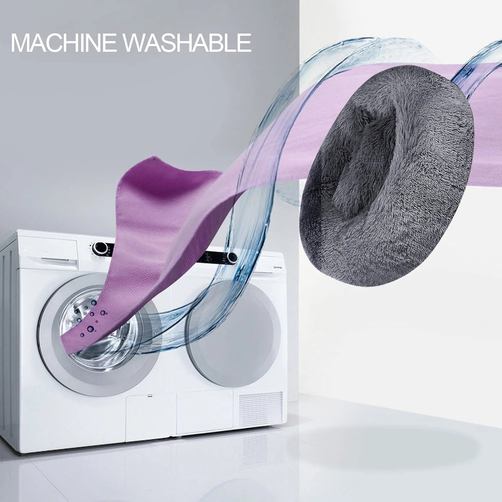 Calming Donut Dog Bed Anti-Anxiety, Self Warming, Cozy Soft Plush round Pet Bed, Ideal for Both Home & Travel, 24"L X 24"W X 8"H