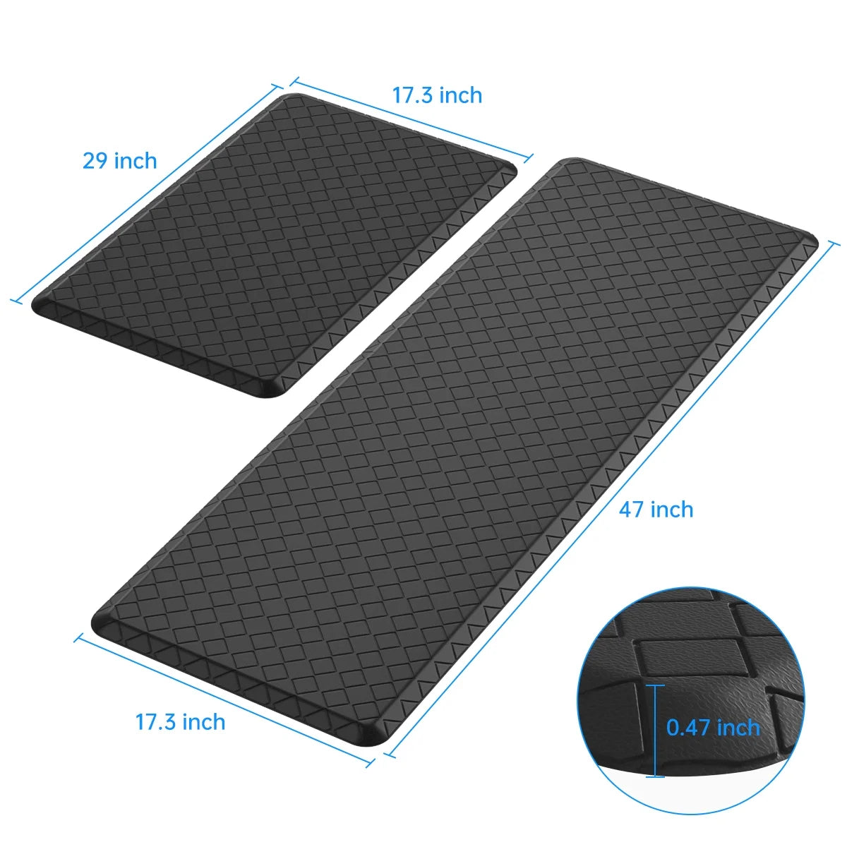 Kitchen Mat Set,2 PCS Cushioned Anti-Fatigue Kitchen Rug, Waterproof Non-Slip Kitchen Floor Mat,Ergonomic Comfort Rug Standing Mat for Kitchen,Home Floor,Office,Sink, Laundry(17.3"×29"+17.3"×47")