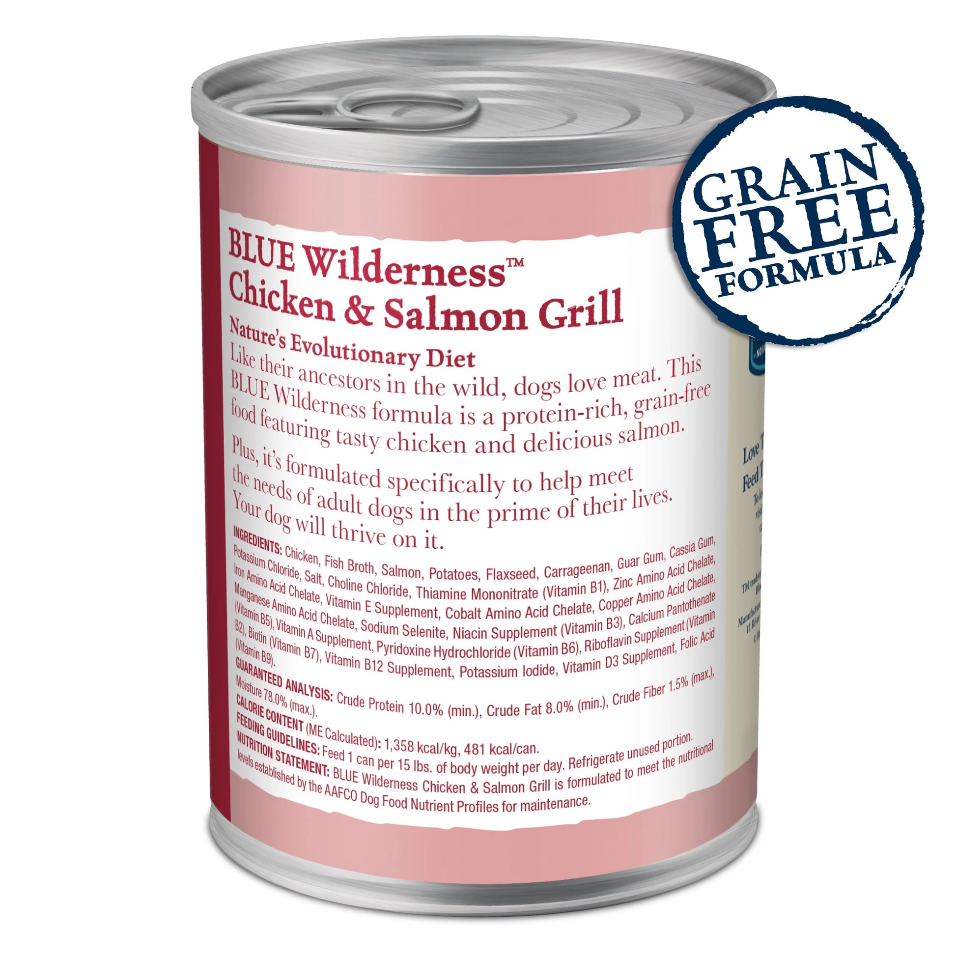 Wilderness Adult Wet Dog Food, Salmon & Chicken Grill, 12.5-Oz. Can (Pack of 6)