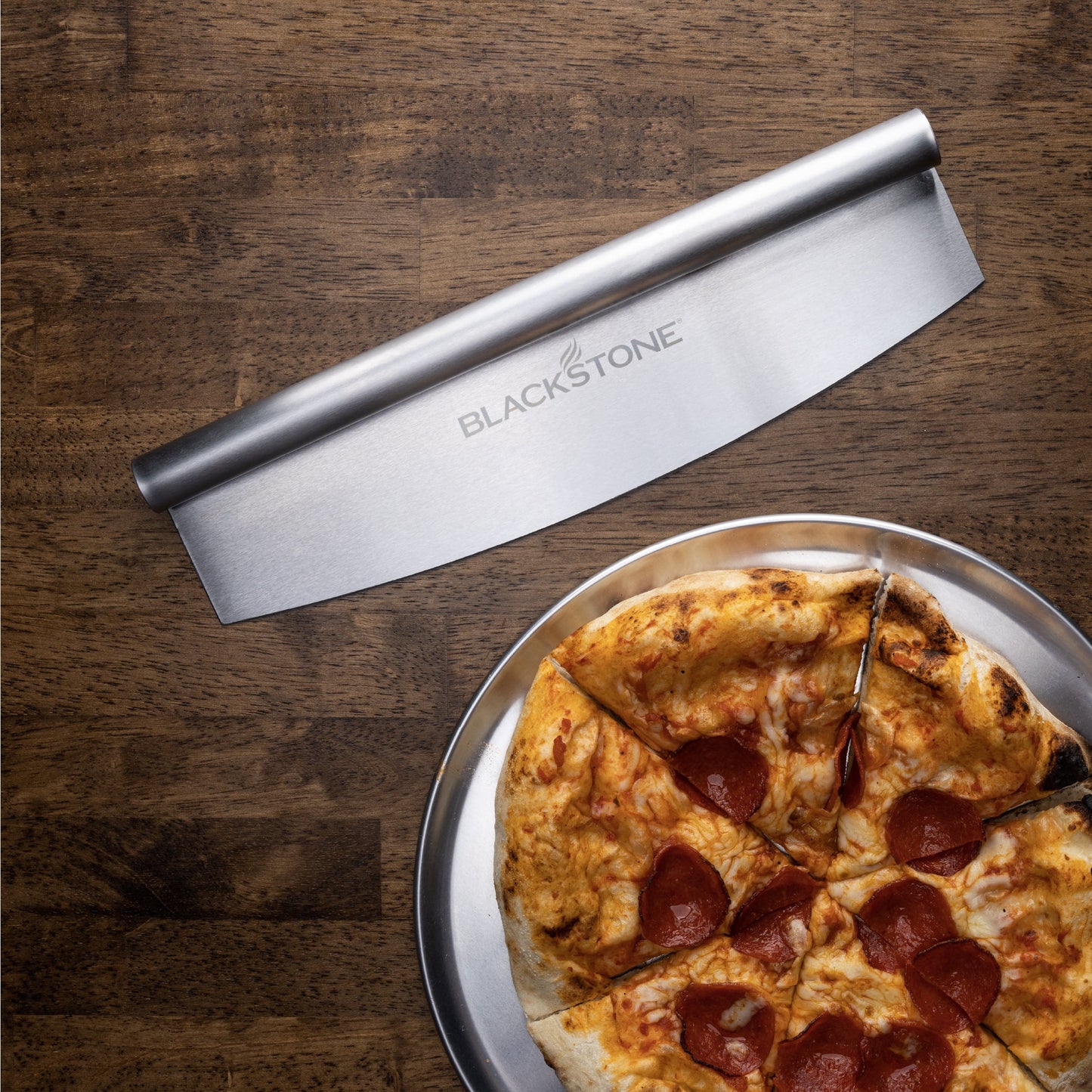 15" Stainless Steel Pizza Rocker Pizza Cutter with Blade Cover, 1.2 Lb.