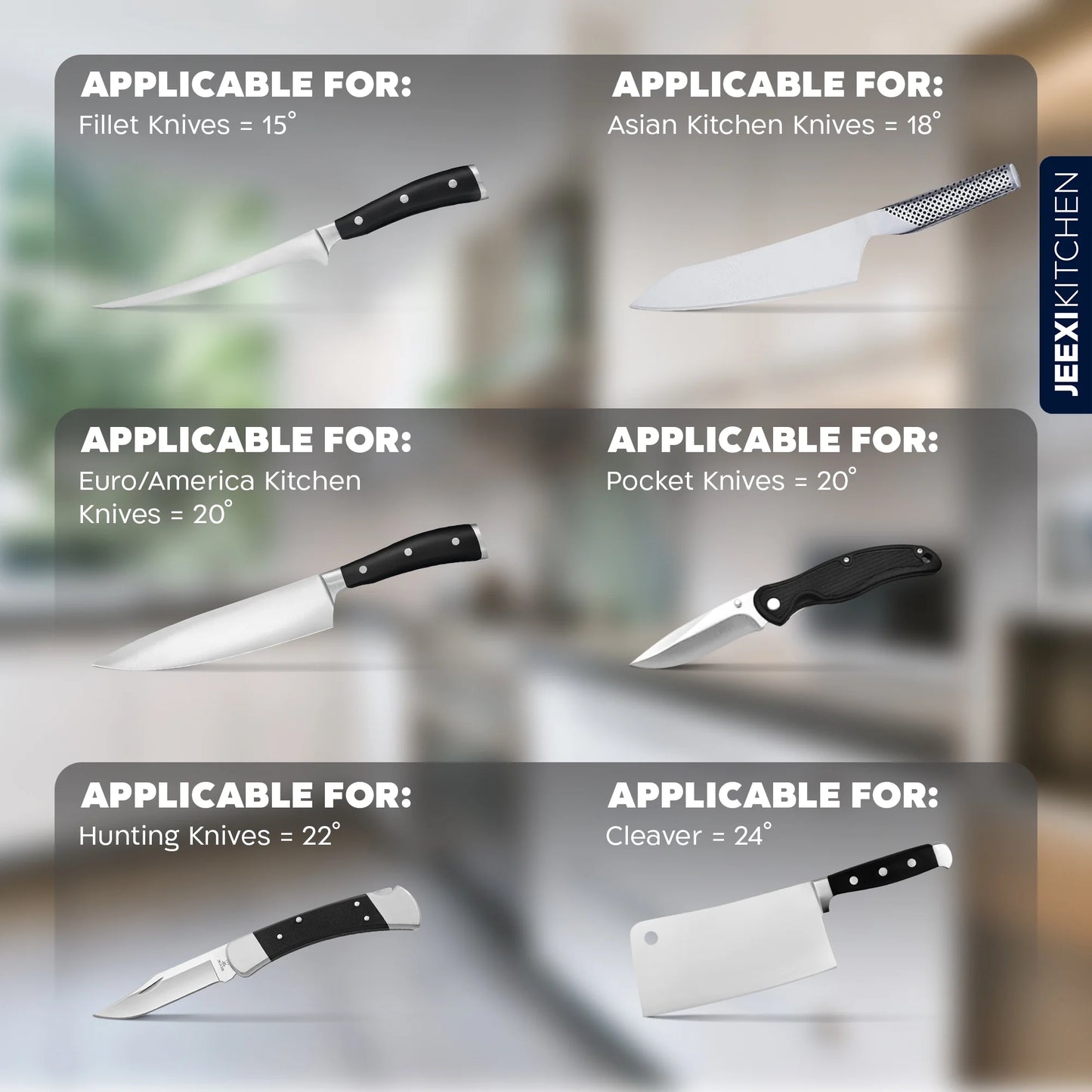 Adjustable 3-Stages Knife Sharpener – 5 Angle Manual Sharpener for Kitchen, Chef, Hunting, Fillet, Pocket, Cleaver & Serrated Knives – Ergonomic Handle, Scissor Slot, Coarse & Fine Stages