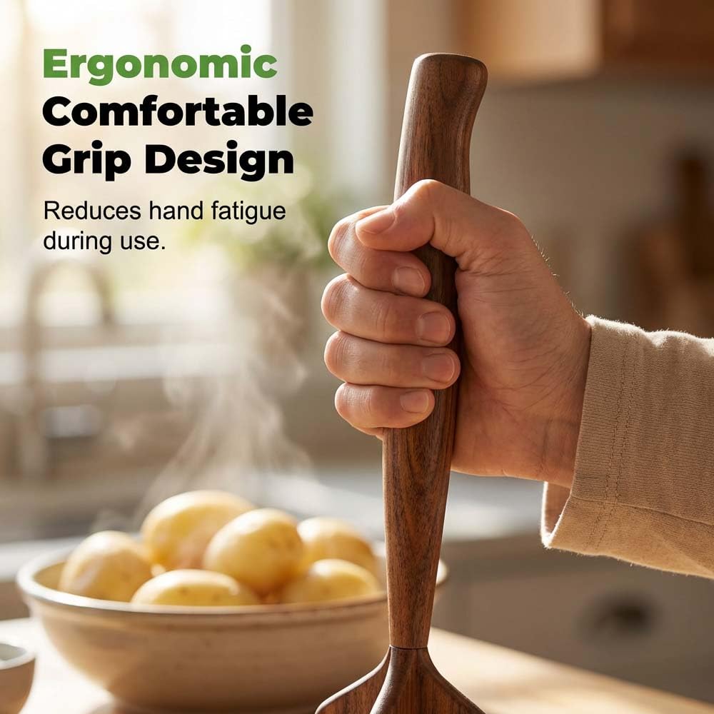 Teak Wood Meat Chopper, 2026 New Wooden Meat Masher Chopper, Ground Beef Masher, Chicken Hamburger Shredder Tool Multipurpose Kitchen Gadgets (1)