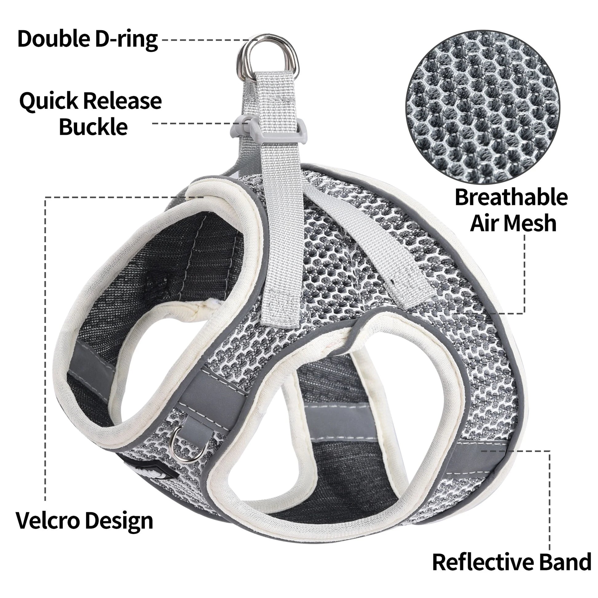 No-Pull Harness for Small Dogs - Step-In Puppy Harness with Breathable Mesh, Adjustable Reflective Design for Outdoor Walking and Training, Beige XS