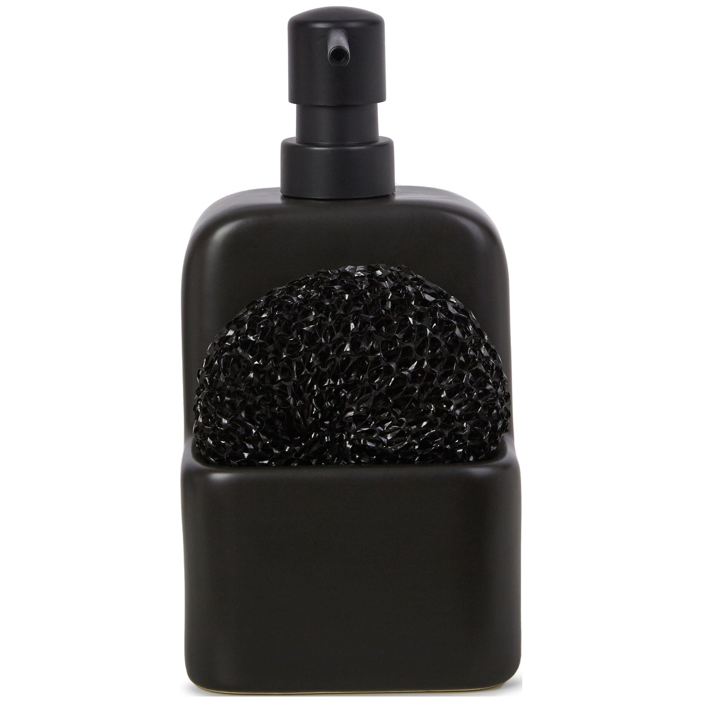 Ceramic Liquid Soap Pump with Sponge Caddy Black Ceramic