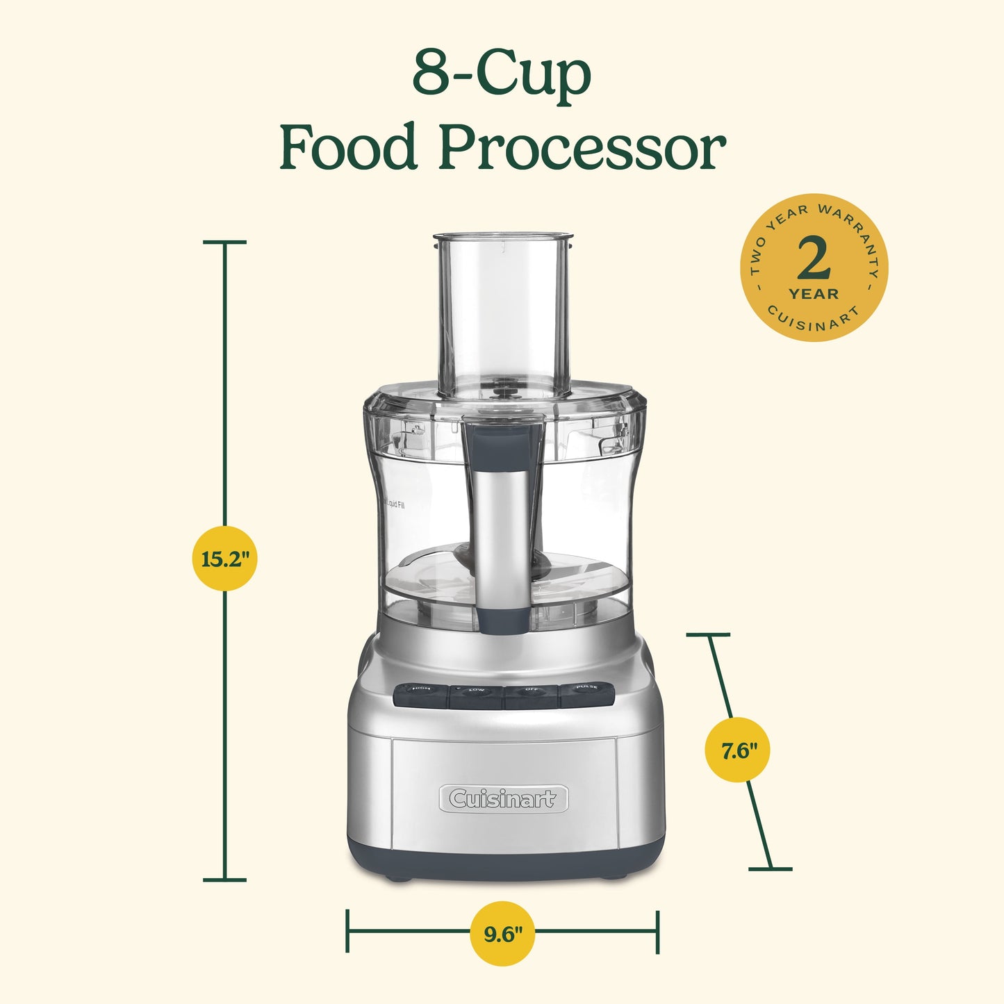 Elemental 8-Cup Food Processor, Silver