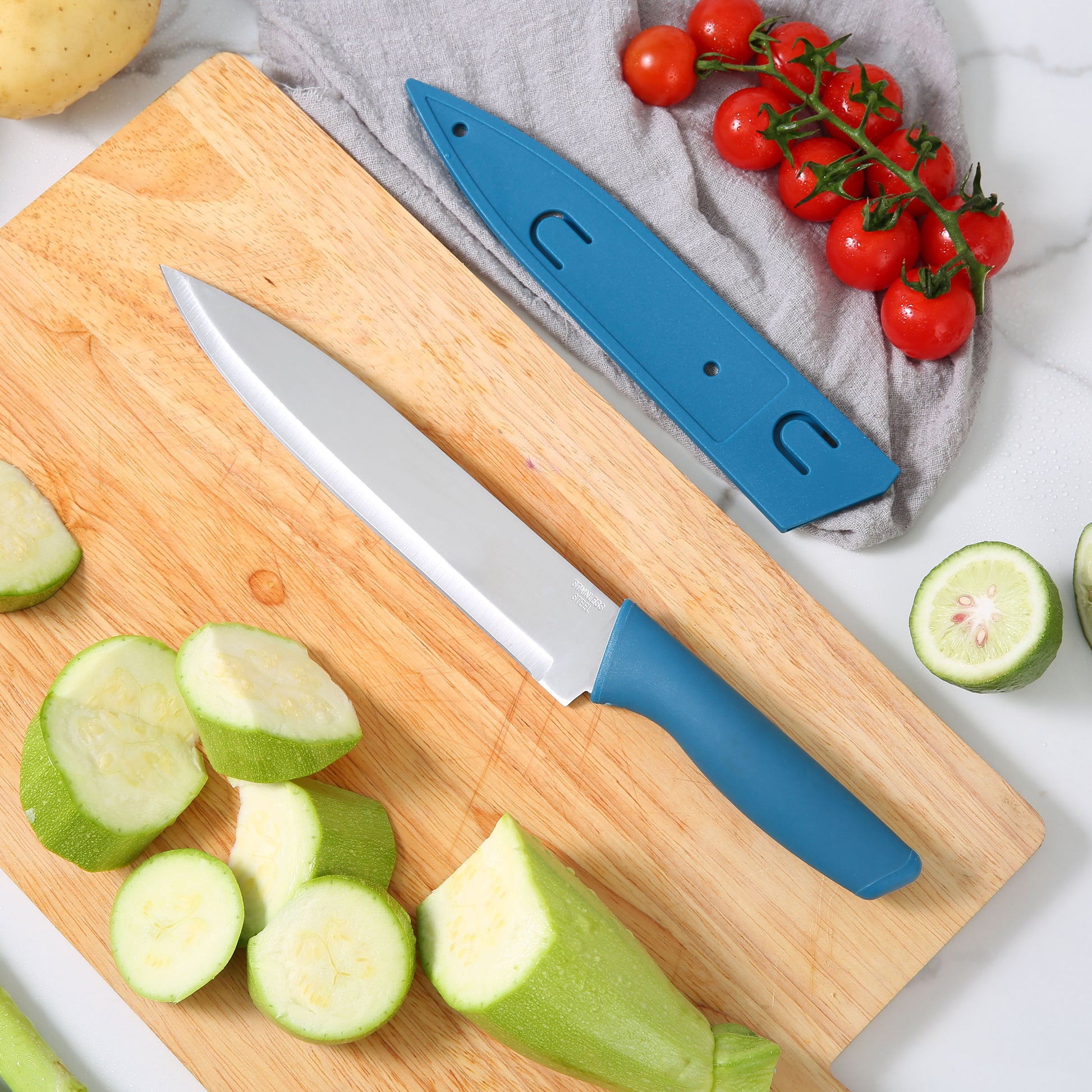 3 Piece Stainless Steel Color Knife Set with Ergonomic Soft Grip Handles