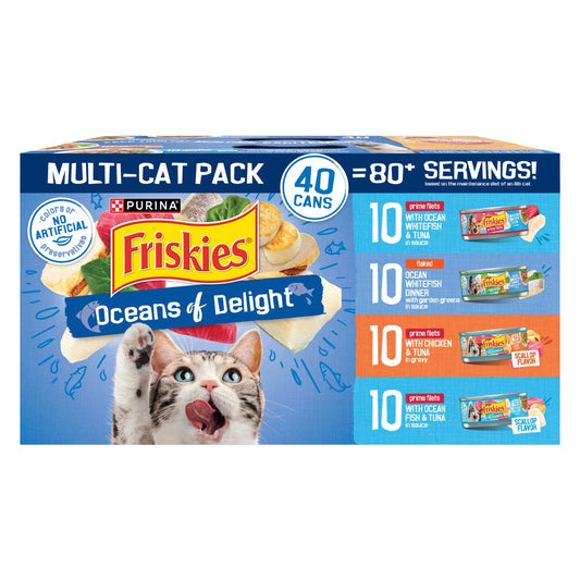Purina  Ocean of Delight Gravy Variety Pack, Wet Cat Food, 5.5 oz Cans, 40 Count