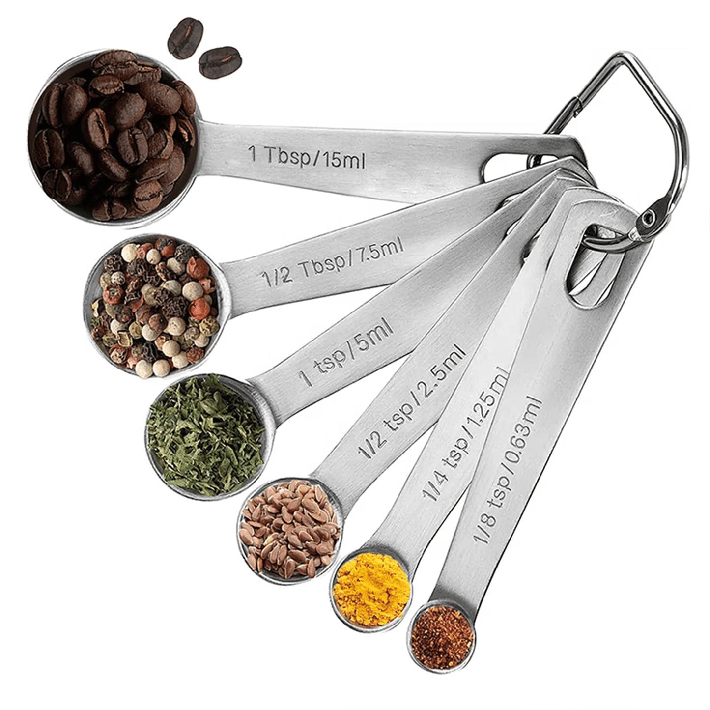 6 Pcs Measuring Cups and Spoons Set,Space-Saving Kitchen Utensil with Stainless Steel Handles,Clear and Precise Measurements with Dual-Scale Handles Measuring Spoons Set,Rose Gold