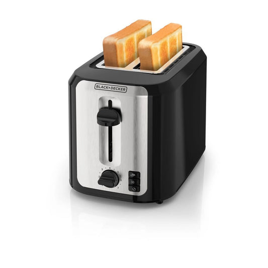 2-Slice Toaster, with Extra-Wide Slots and Bagel Function, Black with Stainless Steel