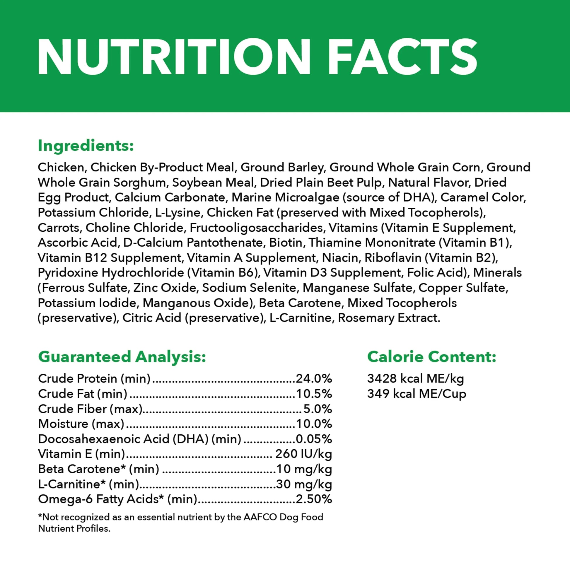 Dry Dog Food with Chicken and Whole Grains, 15 lb Bag