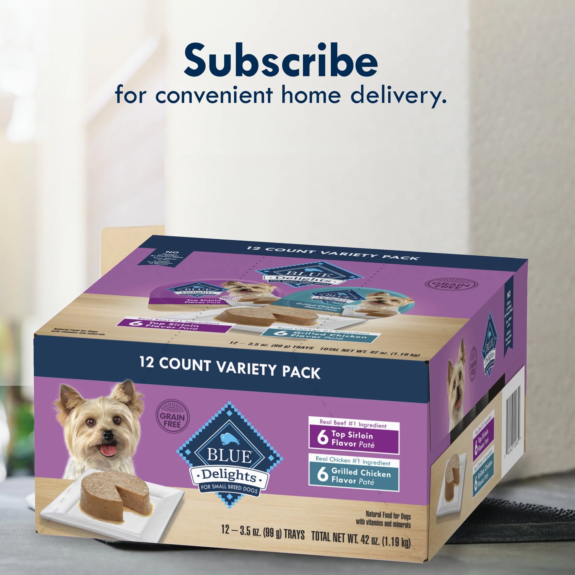 Delights Natural Wet Dog Food Variety Pack for Small Breeds, 3.5-Ounce Cups, 12 Count