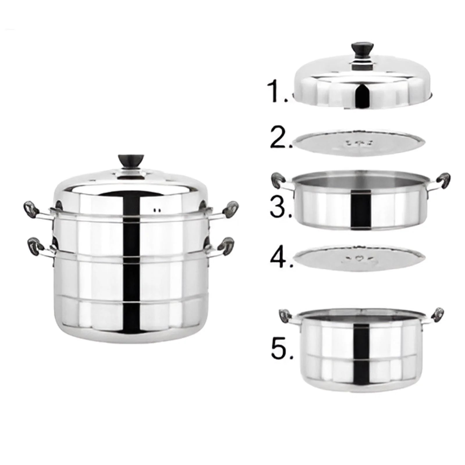 Food Steamer Steamer Pot Dumpling Steamer 11Inch Thickened Stainless Double Layer Steaming Pot for Cooking Steamer Pot Multipurpose Stainless Steel Steaming Pot Cookware with Handle Cooking Utensils