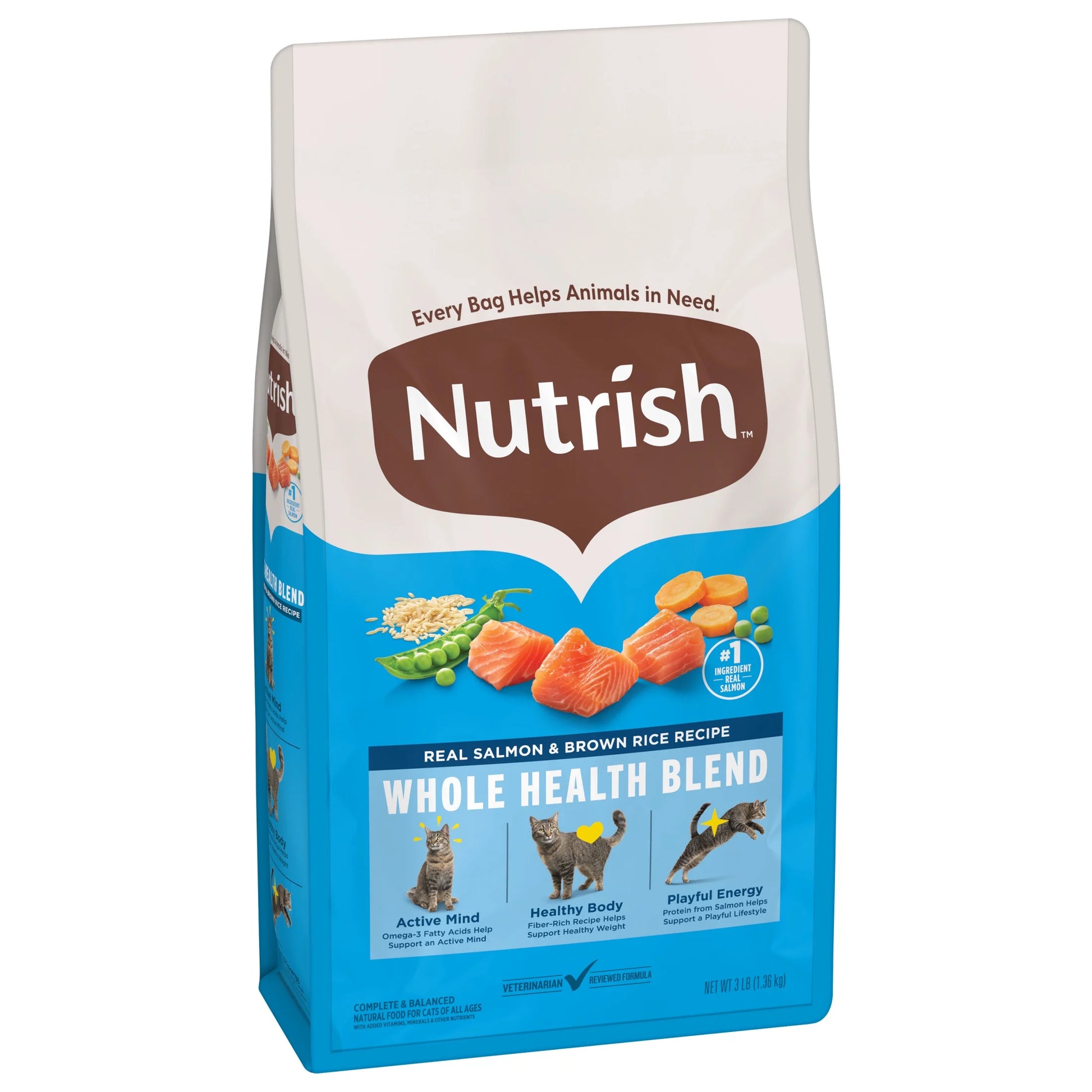 Real Salmon & Brown Rice Recipe Dry Cat Food, 3 lb Bag by Rachael Ray