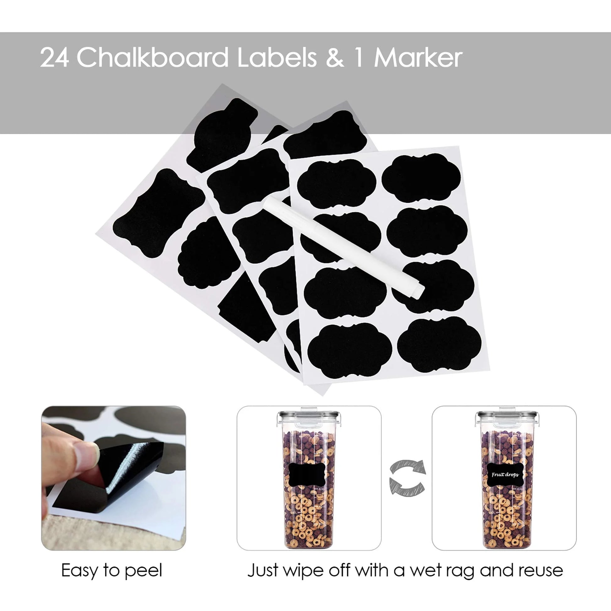 Cereal Storage Container Set of 4,  Airtight Food Storage Containers, 135.2 Fl Oz, Black