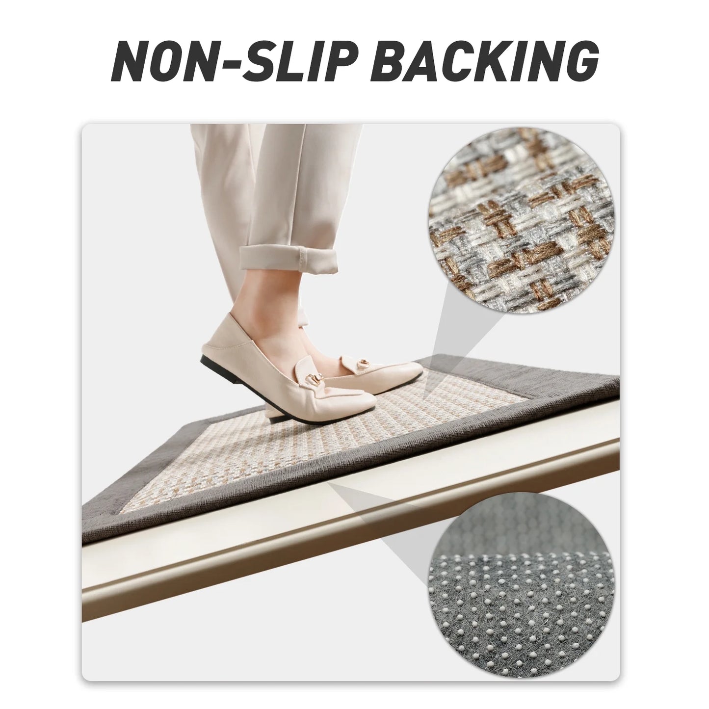 20" x 32" Non-Slip Kitchen Mat - Washable Absorbent Small Throw Rug for Kitchen Floor in Twill Gray Brown Design