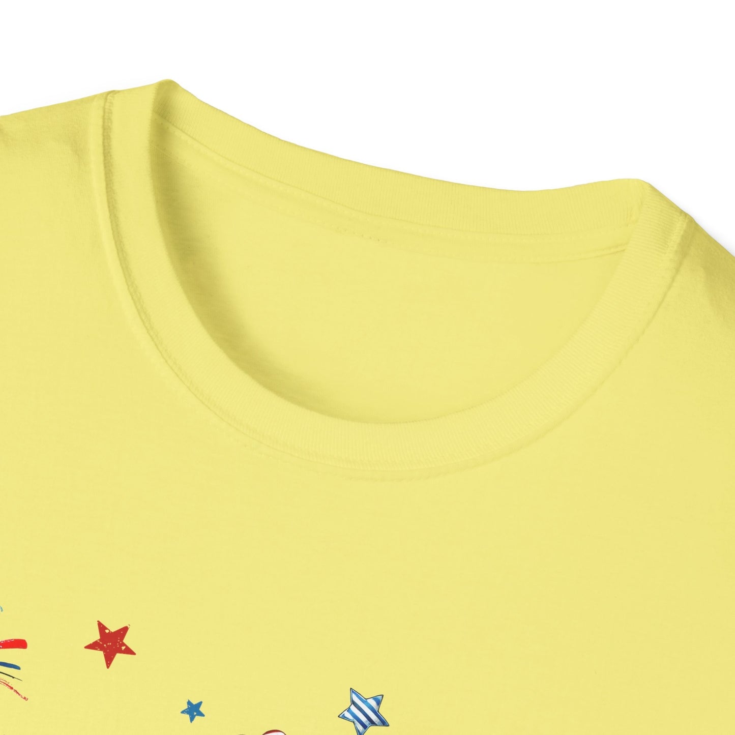 Patriotic Cat Unisex Softstyle T-Shirt for Fourth of July Celebrations