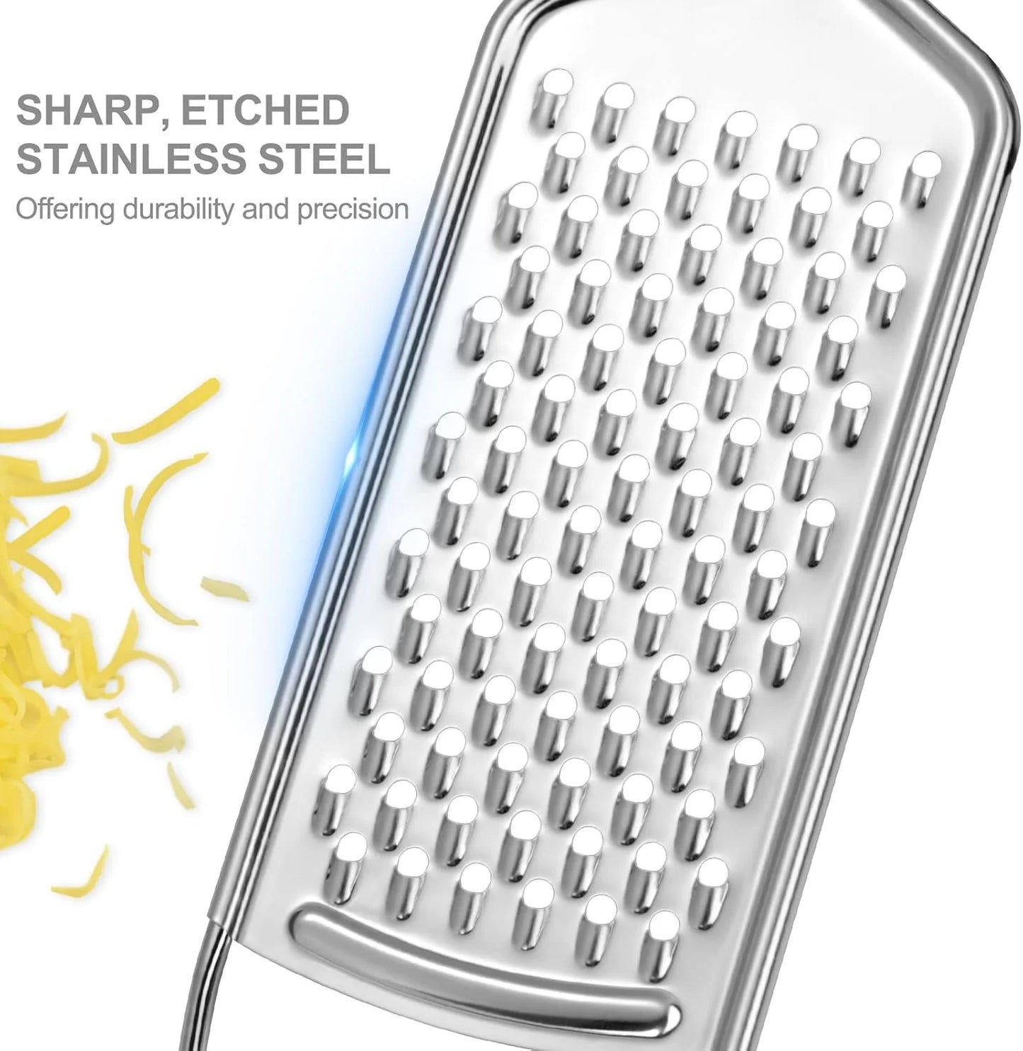 Cheese Grater, 3 Packs Stainless Steel Lemon Zester Grater with Silicone Handle for Cheese, Chocolate, Spices