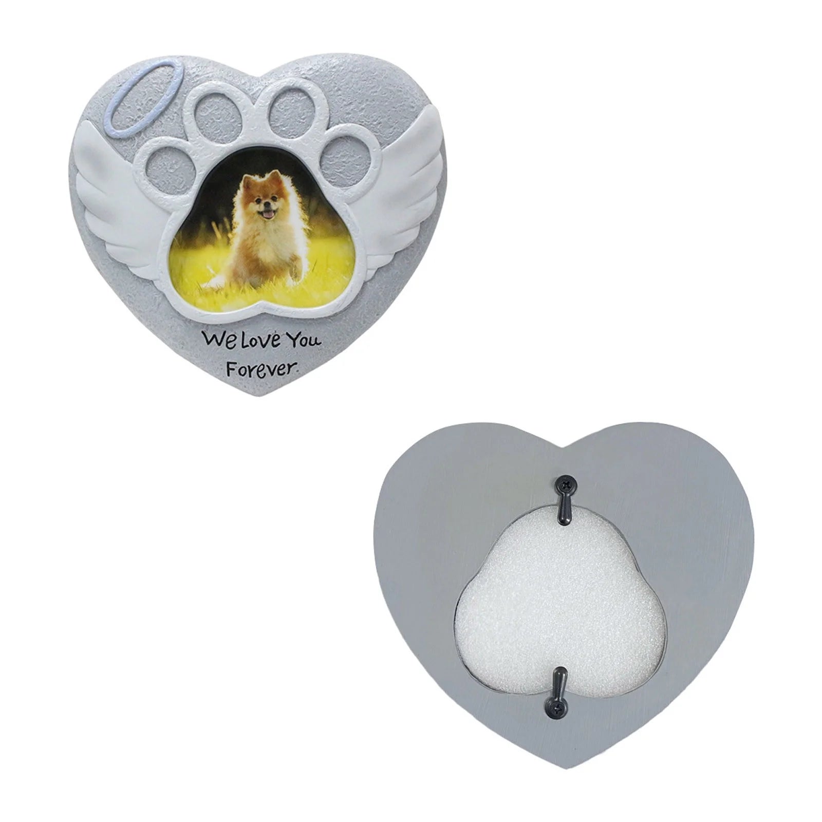 Pet Memorial Stones for Dog or Cats,Dog Memorial Stones with Photo Frame,Loss of Dog Sympathy Gift Indoor Display,Pet Grave Markers Dog Bereavement Gifts Outdoor Tombstone Heart Shaped Carve