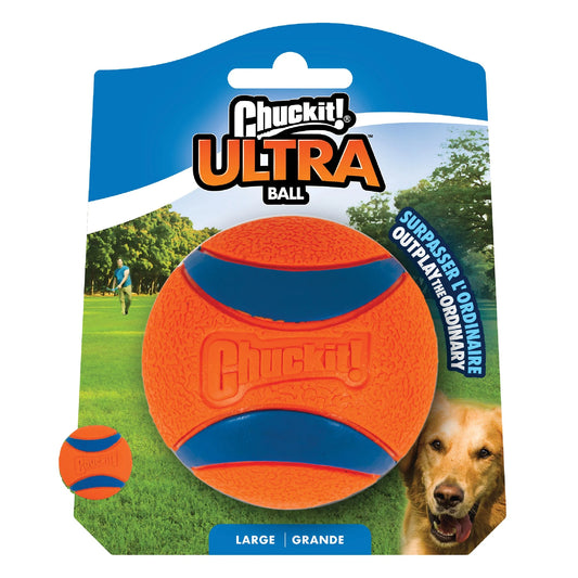 Ultra Ball - Premium Rubber Super Bouncy Dog Toy for Land and Water, 3" Large Size for Dogs Weighing 60 to 100 lbs, Single Pack