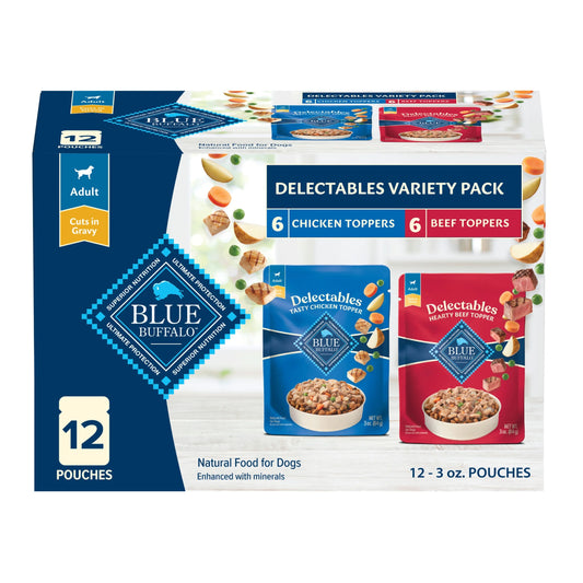 Delectables Natural Wet Dog Food Variety Pack, Chicken and Beef, 3 oz. (12 Count)