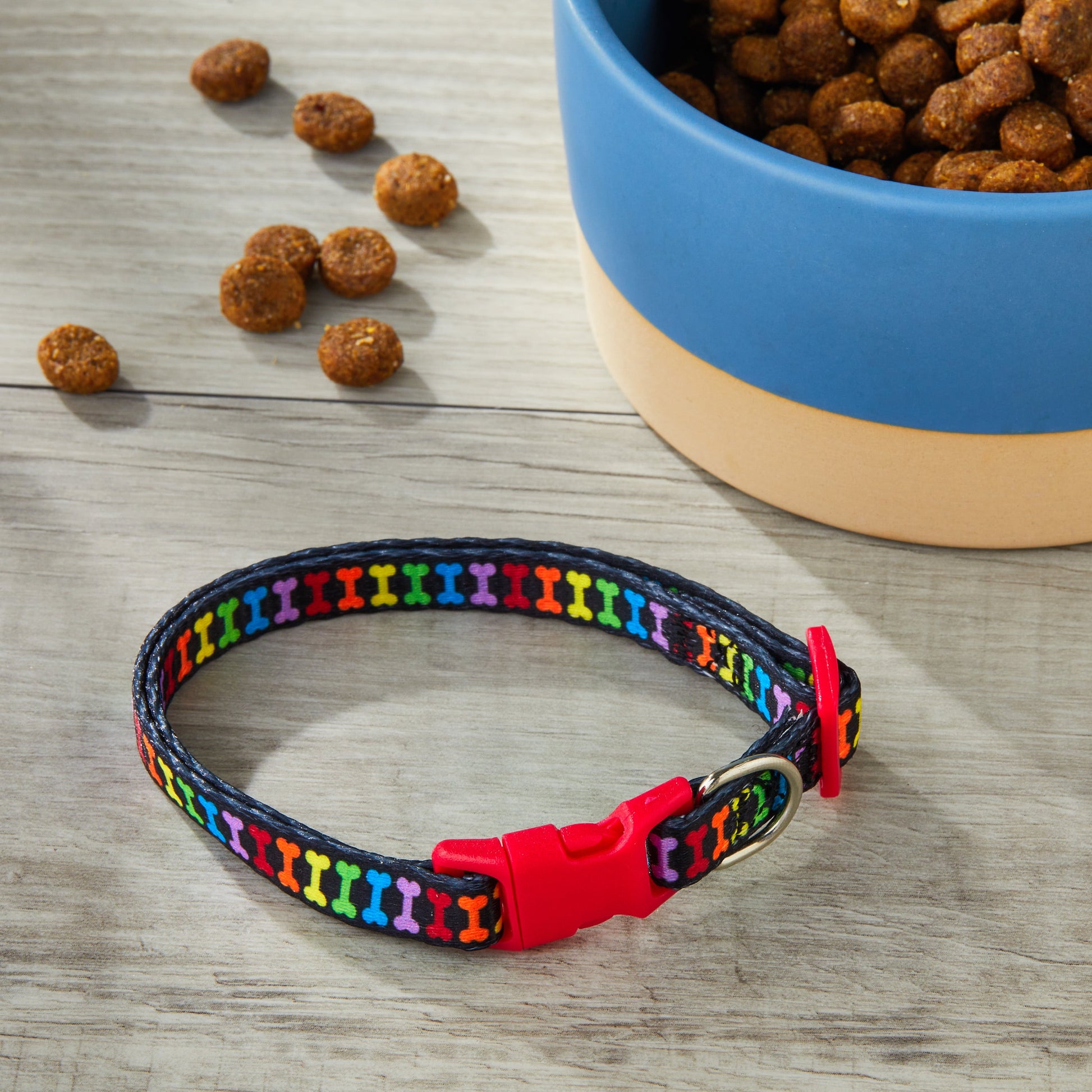 Multicolored Bone Print Fashion Dog Collar for Small Dogs