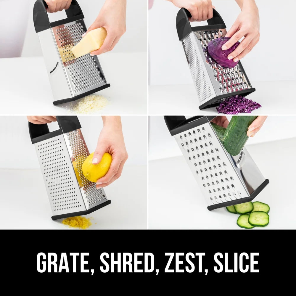 Cheese Grater, BPA Free Stainless Steel Box Graters, Cheeses and Veggie Shredder, Black