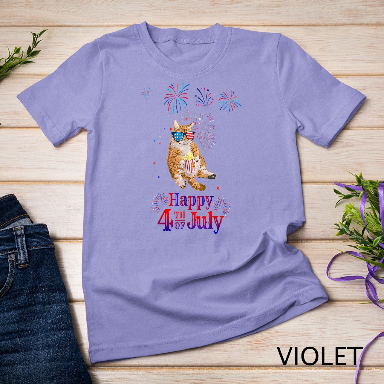 Patriotic Cat Shirt Happy 4Th of July T-Shirt Unisex T-Shirt