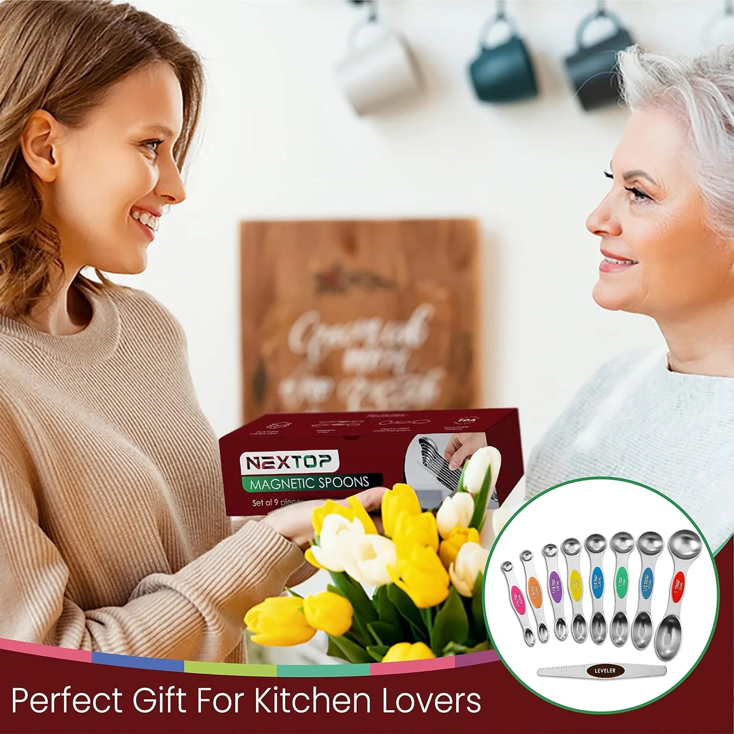 Magnetic Measuring Spoons 9-Pcs, Stainless Steel, Stackable, Measuring Teaspoon Set