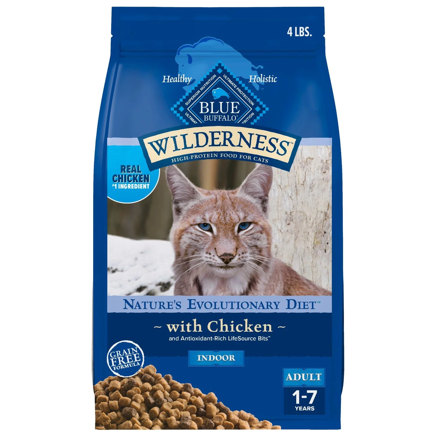 Wilderness Natural High-Protein, Grain-Free Dry Cat Food, Chicken, 4-Lb. Bag
