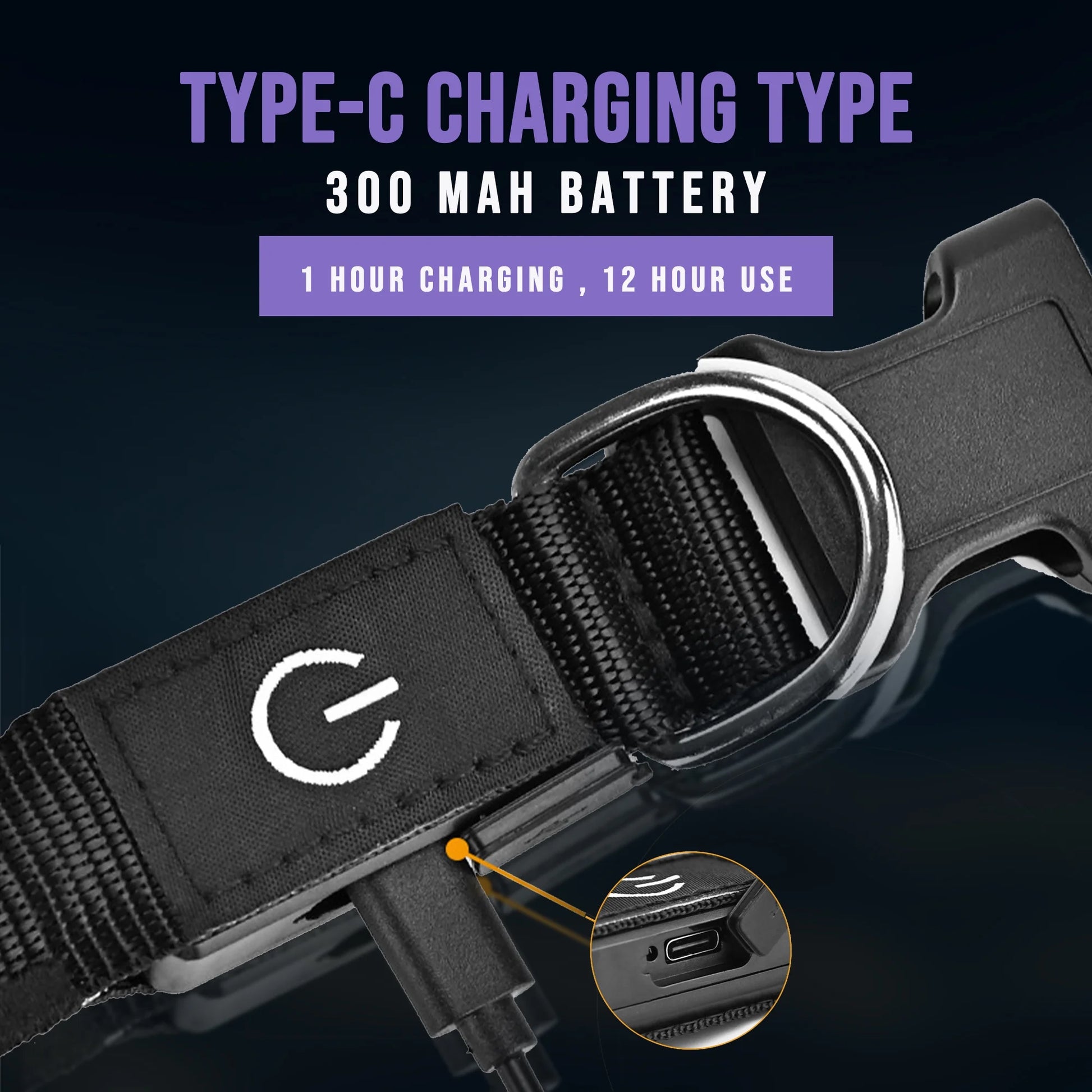 LED Illuminated Dog Collar, USB Rechargeable, Waterproof Safety Collar for Medium/Large Dogs, Adjustable Nylon Design