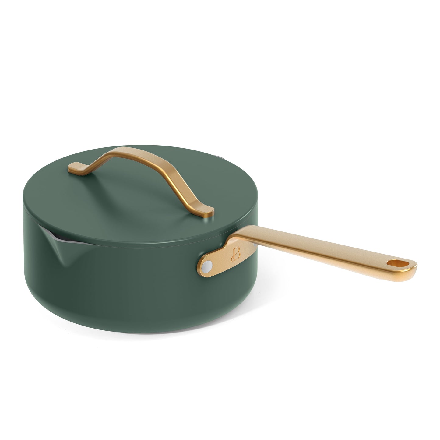 12Pc Ceramic Non-Stick Cookware Set, Pots and Pans with Strainer Lids, Thyme Green by Drew Barrymore