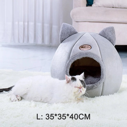 Pet Tent Cave Bed for Cats/Small Dogs Self-Warming 2-In-1 Cat Tent/ Bed/Cat Hut with Removable Washable Cushion, Comfortable Pet Sleeping Bed