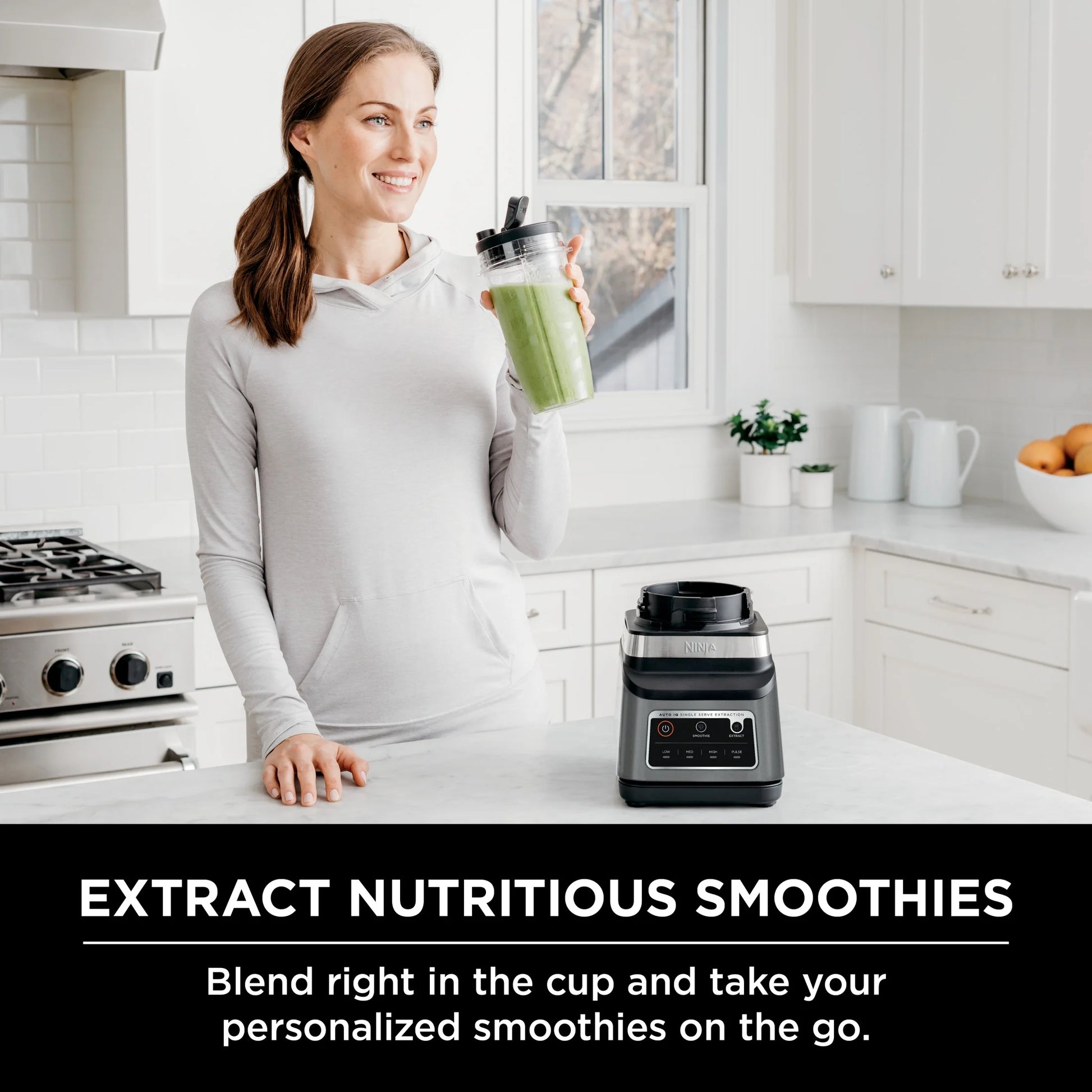 Professional plus DUO Blender, 1400 W, 2 Auto-Iq Programs for Smoothies, Nutrient Extraction, 72 Oz* Total Crushing Pitcher & (1) 24 Oz To-Go Cup, Black, BN750