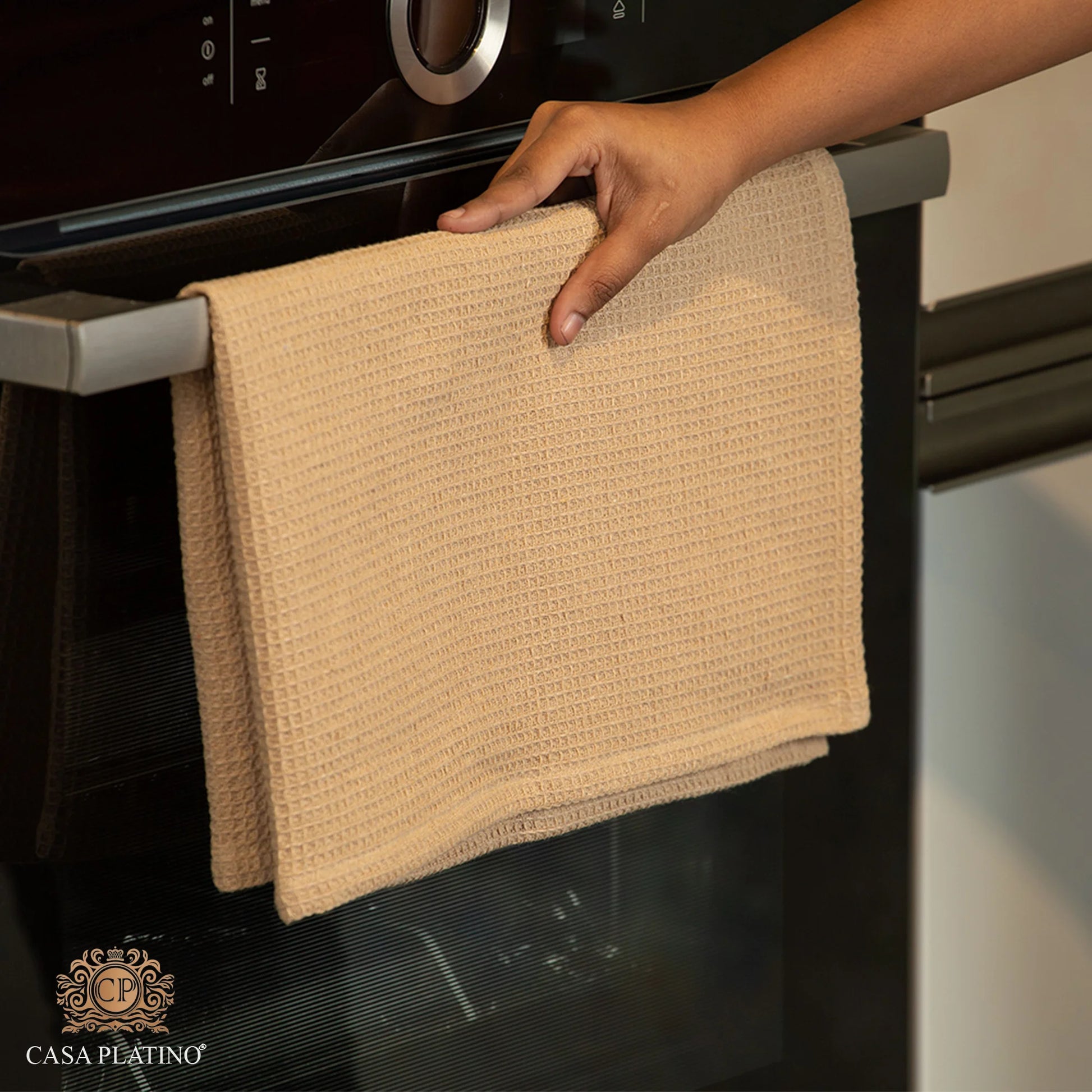 Kitchen Towels Set - Pack of 12 Cotton Dish Towels for Drying Dishes, 18”X 28”, Kitchen Hand Towels, Quick Drying Kitchen Towel Set - Beige