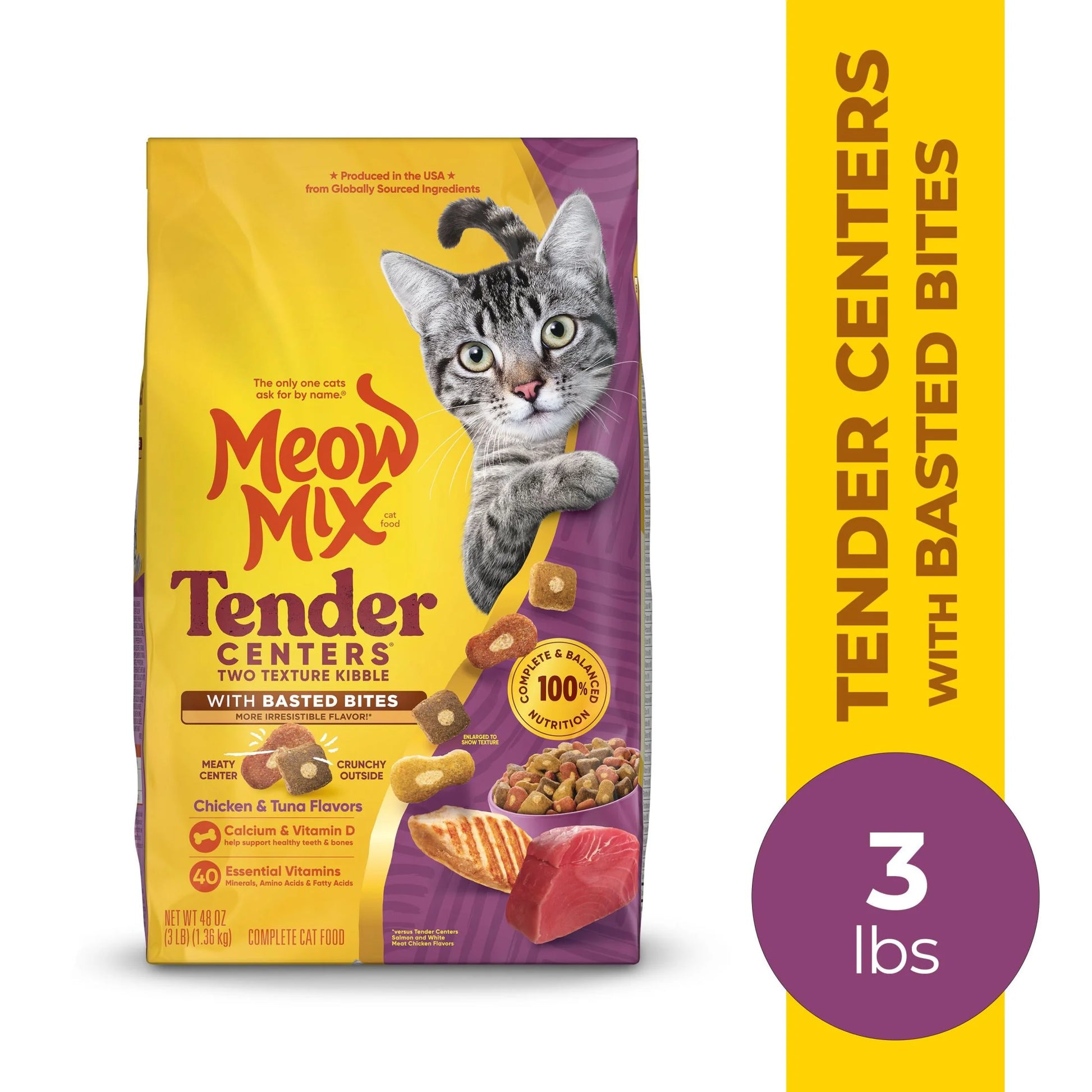 Tender Centers with Basted Bites, Chicken & Tuna Flavors, Dry Cat Food, 3 Lb. Bag