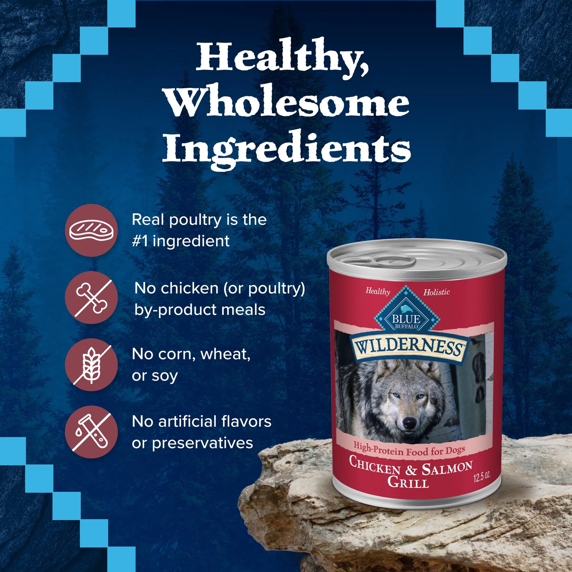 Wilderness Adult Wet Dog Food with Salmon and Chicken Grill, 12.5 oz Can