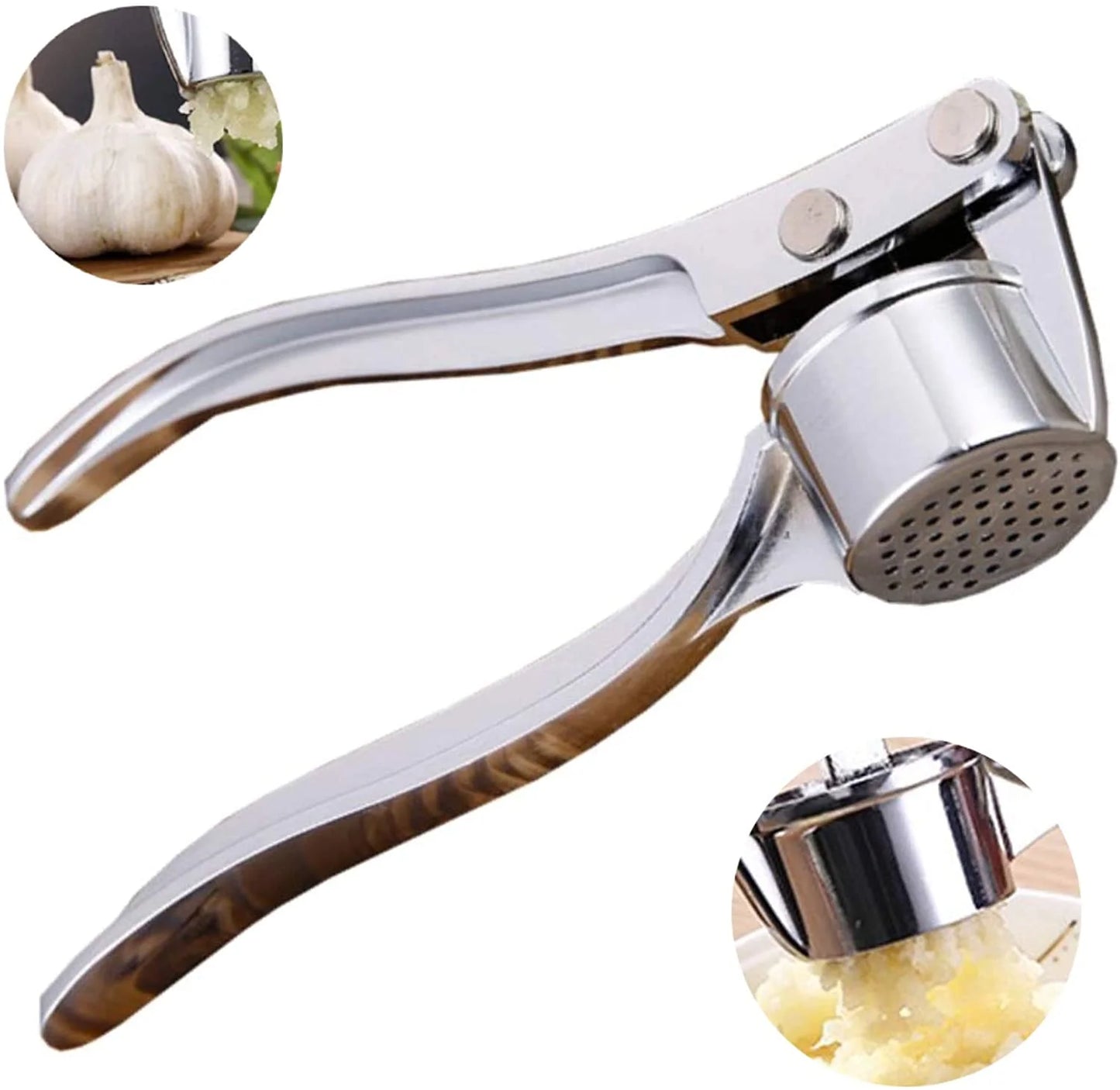Garlic Press Crusher Professional Squeezer Masher Kitchen Mincer Tool- Easy to Clean(Stainless Steel)