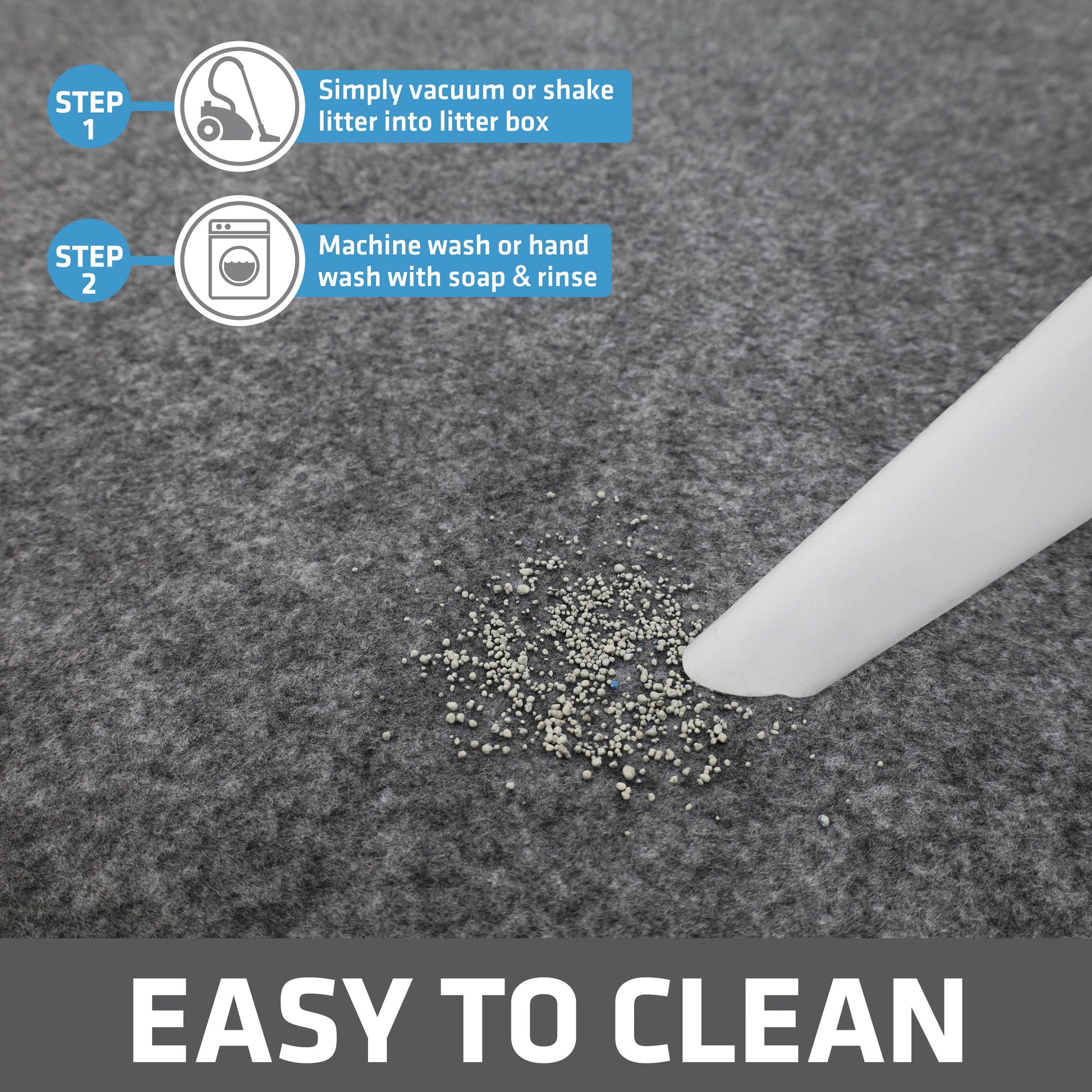 Jumbo Cat Litter Mat - 100% Phthalate and BPA Free; Machine Washable; Soft on Paws