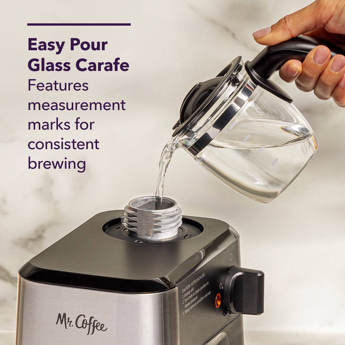 ® 4-Shot Steam Espresso Machine, Cappuccino Maker, and Latte Maker with Glass Carafe