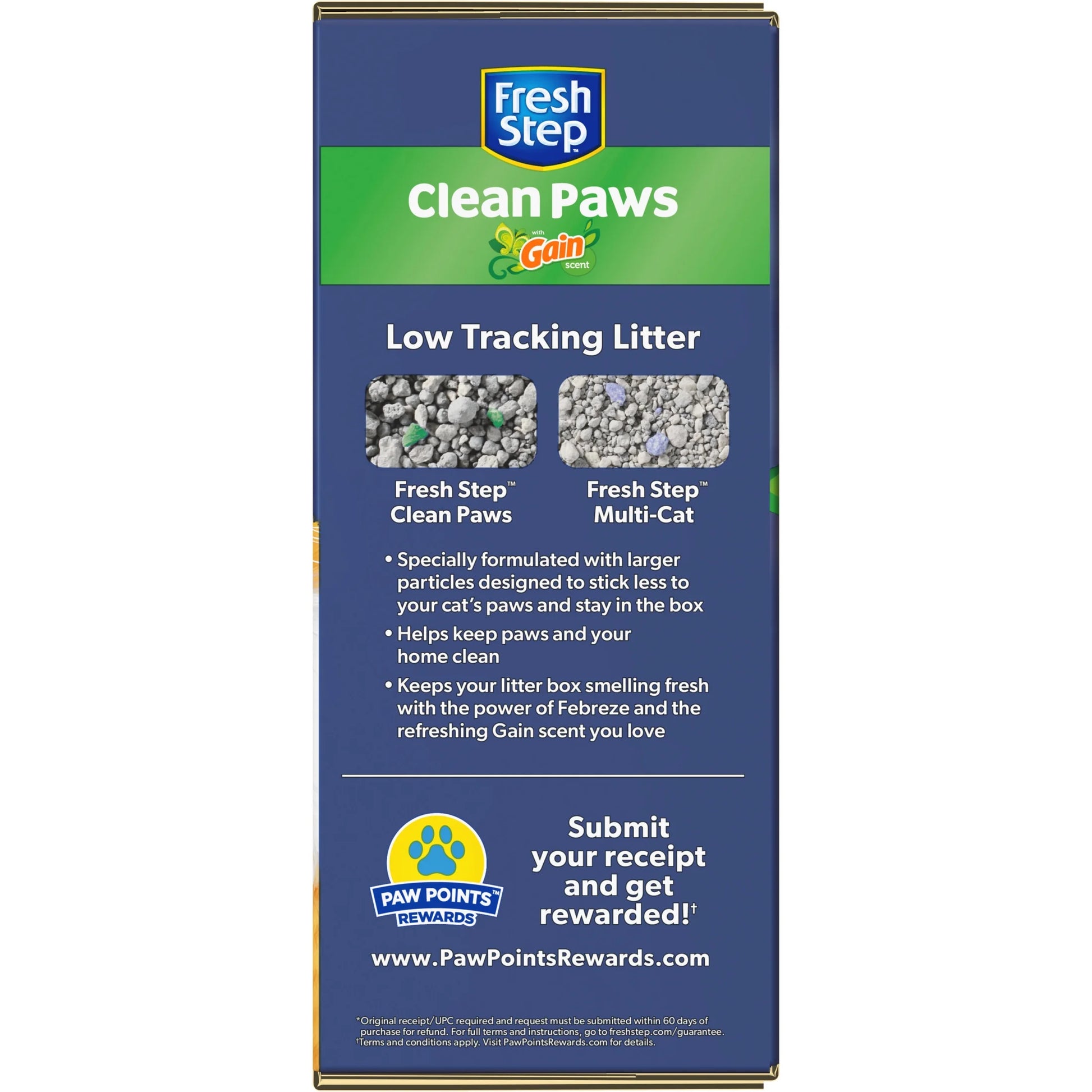 Clean Paws Cat Litter, Low-Tracking Clumping Litter with Febreze and Gain, 22.5 Lbs
