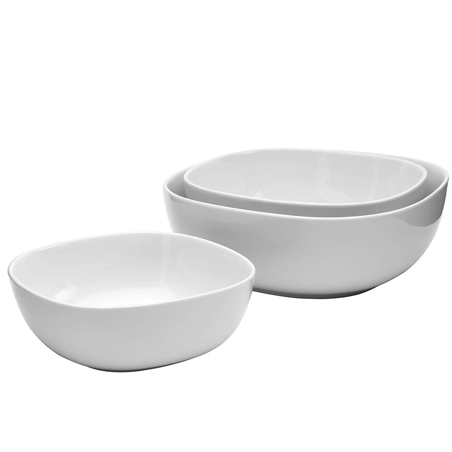 3 Piece White Soft Square Serving Bowls