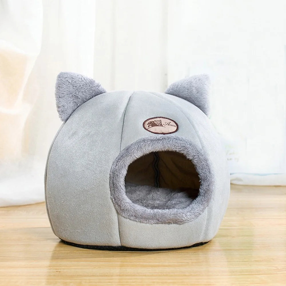 Pet Tent Cave Bed for Cats/Small Dogs Self-Warming 2-In-1 Cat Tent/ Bed/Cat Hut with Removable Washable Cushion, Comfortable Pet Sleeping Bed