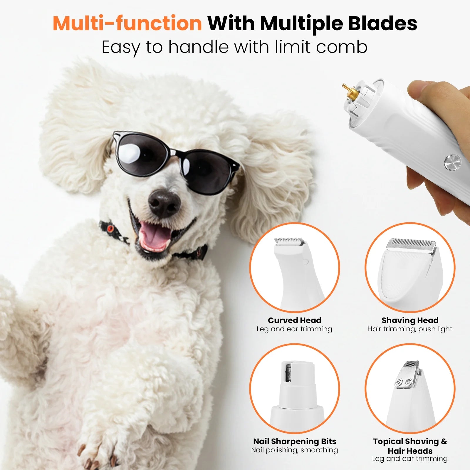 Dog Clippers, Dog Grooming Kit for Thick Hair, Thick Coats, Cat Clippers at Home, Rechargeable, Low Noise