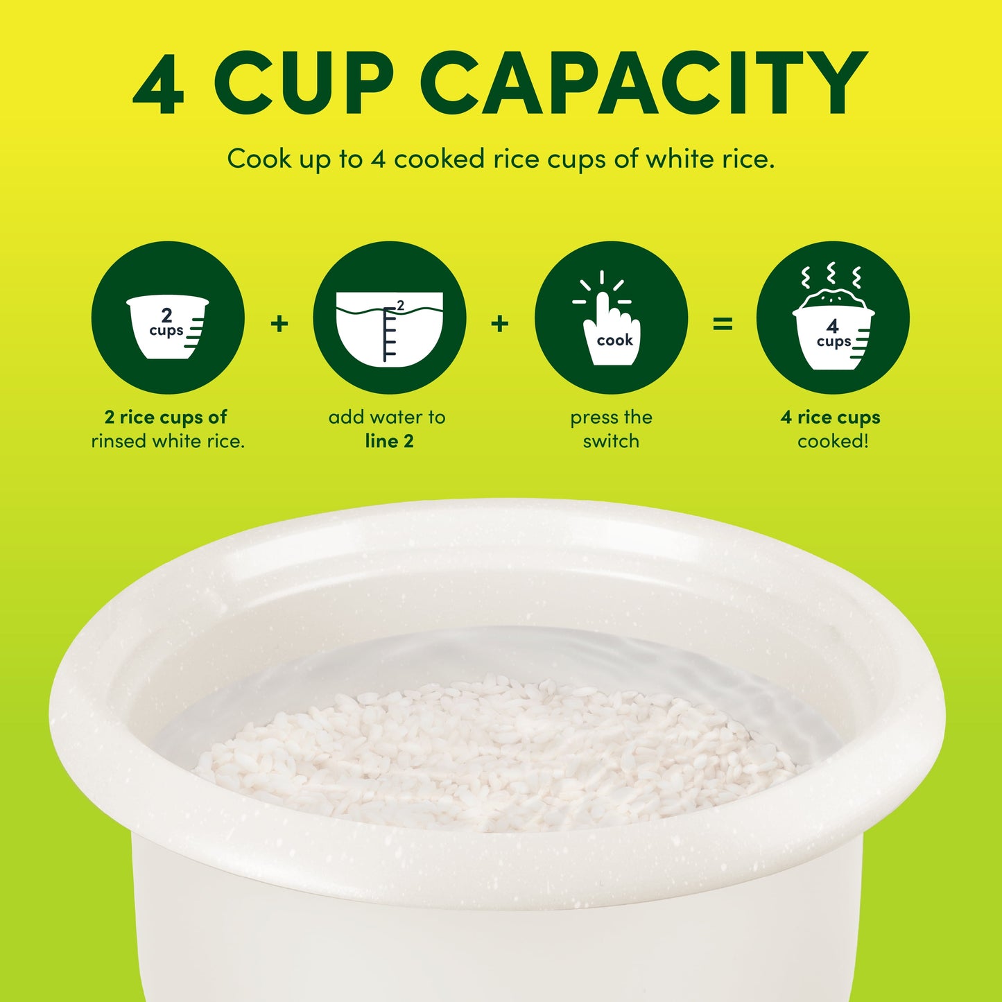 ® 4-Cup Rice Cooker & Food Steamer with Bonded Granite® Nonstick Ceramic & Pop-Up Steam Tray - Blue